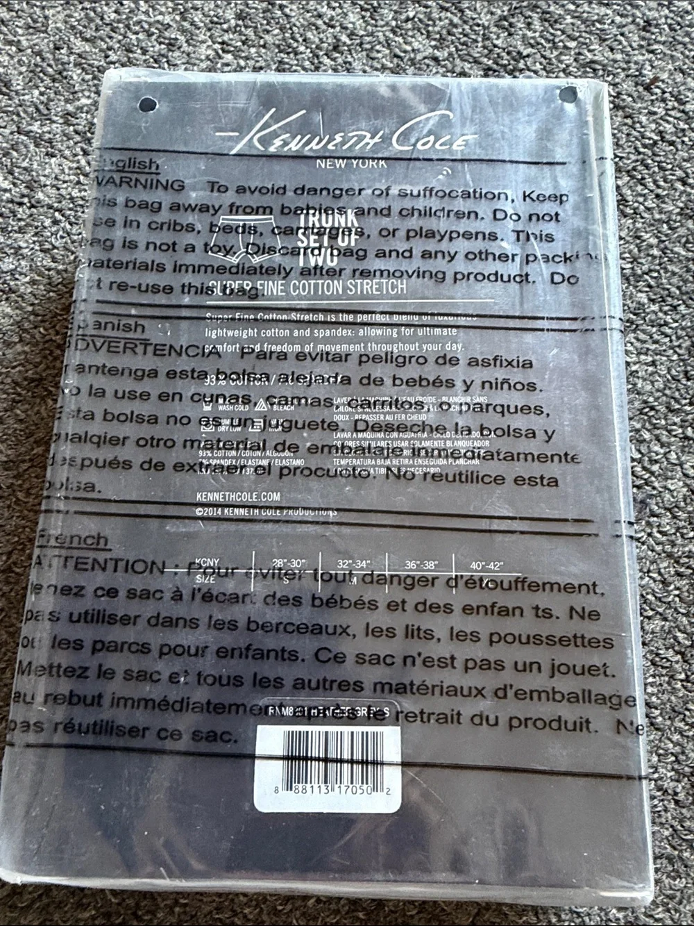 Kenneth Cole Black & Heather Grey Cotton Stretch Trunks - 2 Pack